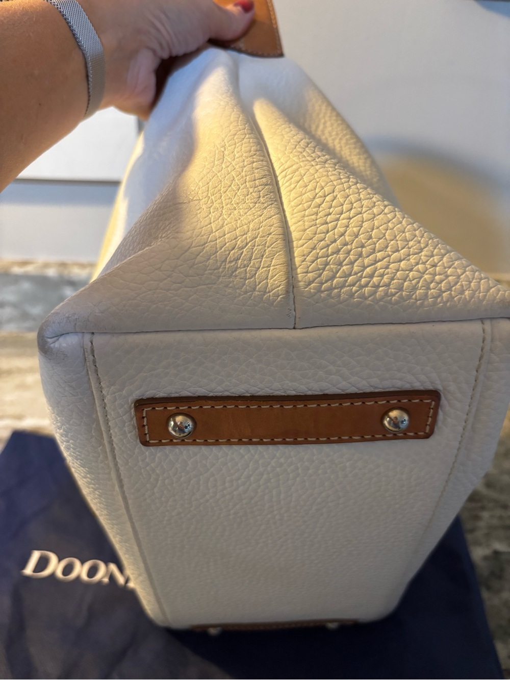 Dooney & Bourke White Pebble Leather Tassel Hobo Shoulder Bag - Picture 7 of 15